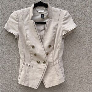 White House Black Market Beige Short Sleeve Blazer